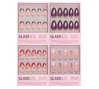 Glamnetic Press-On Nails Bundle - Cherry On Top | 4 Short & Medium Almond Fake Nails with Cherry Details, Glossy & Glazed Finishes | Playful 3D Fruit Designs | Durable, Salon-Quality Nail Kits