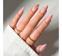 Glamnetic Press On Nails - Cherry Bow | Medium Almond Fake Nails with Pink French Tips, Lace Trim & 3D Cherry Accents in Glossy Finish, Salon Quality | 15 Sizes - 30 Nail Kit with Glue