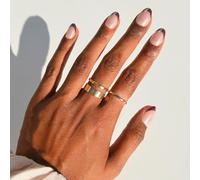 Glamnetic Press On Nails - Cherry Mood | Short Oval Fake Nails with Deep Red Micro French Tips in Glazed Glossy Finish, Salon Quality | 15 Sizes - 30 Nail Kit with Glue