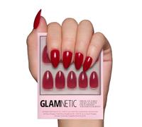 Glamnetic Press On Nails - Classic Red | Opaque Cool Tone, Timeless Red Short Almond Fake Nails, Reusable | 15 Sizes - 30 Nail Kit