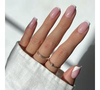 Glamnetic Press On Nails - Classy French | Medium Square Fake Nails, Trendy Micro French Tip, Everyday, Reusable | 15 Sizes - 30 Nail Kit