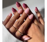 Glamnetic Press On Nails - Cute As Cherry Pie | Short Oval Fake Nails in Red & Pink with Polka Dot Design, Glossy Finish, Salon Quality | 15 Sizes - 30 Nail Kit with Glue