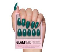 Glamnetic Press On Nails - Emerald Green | Opaque Cool Tone, Deep Emerald Green Short Almond Fake Nails, Reusable | 15 Sizes - 30 Nail Kit
