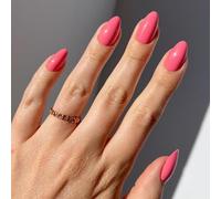 Glamnetic Press On Nails - Flamingo Pink | Opaque Classic Pink Short Almond Fake Nails, Reusable | 15 Sizes - 30 Nail Kit