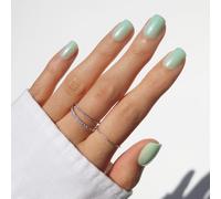 Glamnetic Press On Nails - Honeydewy | Short Squoval Fake Nails in Mint Green with Glazed Finish, Salon Quality | 15 Sizes - 30 Nail Kit with Glue