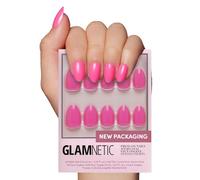 Glamnetic Press On Nails - Hot Pink | Opaque Bright Neon Pink Short Oval Fake Nails, Reusable | 15 Sizes - 30 Nail Kit