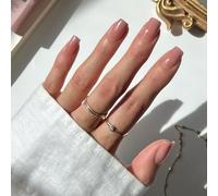 Glamnetic Press On Nails - In The Nude | Medium Square Fake Nails, Sheer Nude Neutral, Everyday, Reusable | 15 Sizes - 30 Nail Kit