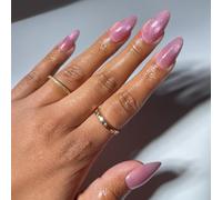 Glamnetic Press On Nails - Medium Almond Fake Nails | Dark Mauve Shimmer Velvet Nails, Salon Quality Press On Nails Kit with Glue | The Beauty Blueprint - 30 Nail Set in 15 Sizes