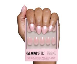 Glamnetic Press On Nails - Pinch Me | Short Oval Fake Nails, Blush Pink with a Glossy, Glazed Finish for Weddings, Reusable | 15 Sizes - 30 Nail Kit with Glue