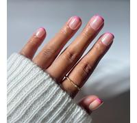 Glamnetic Press On Nails - Pink Tutu | Super Short Fake Nails with Sheer Base & Pink Micro French Tips in Glazed Finish, Salon Quality | 15 Sizes - 30 Nail Kit with Glue