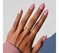 Glamnetic Press On Nails - Shine For You Spring Nails | Short Almond Fake Nails in Pink Velvet Base with Silver Tips in a Velvet Finish, Salon Quality | 15 Sizes - 30 Nail Kit with Glue