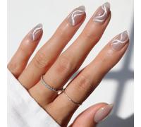Glamnetic Press On Nails - Short Almond Fake Nails | Velvet Magnetic Abstract Nails, Salon Quality Press On Nails Kit with Glue | Woo-Man! - 30 Nail Set in 15 Sizes