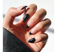 Glamnetic Press On Nails x Harry Potter™ - Harry Potter™ | Short Almond Fake Nails with Black French Tips, Glasses & Hidden Lightning Details, Officially Licensed | 15 Sizes - 30 Nail Kit with Glue