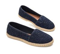 GLAMORA LAMORA Women's Lace Espadrilles Sparta Sole Modern Wearable Style White Black Beige Black, navy, 4 UK