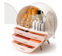 Glamora - Luna by COZYTO - Premium Cosmetic Organizer with Magnetic Doors | Multi-Tier Skincare & Makeup Cabinet | Perfume Organizer Vanity Organizer Makeup Organizer (Blush Pink & Silver Accents)