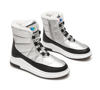 GLAMORA Snow Boots Women Waterproof Thermal Lined Non-Slip Comfortable Warm Snow Boots for Work Mountain Hiking City Outdoor Activities, silver, 4 UK