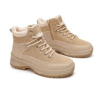 GLAMORA Warm Lined Snow Boots for Women, Thermal Winter Shoes, Secure Grip Sole, Waterproof Protection in Light Rain, Ideal for Intense Cold, Mountains and City, beige, 4 UK