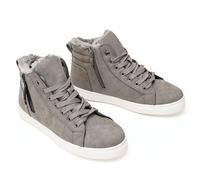 GLAMORA Warm Winter Shoes for Women with Faux Fur Lining - Lace-up Ankle Boots, Snow Boots, High Top Sneakers for Walking, Travel, Jogging, Working, Climbing etc., Dark grey, 8.5 UK
