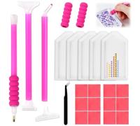 Glamoreal 30Pc Bedazzling Pen Tools Set, Rhinestone Picker & Diamond Art | 30pc bedazzling tool set, 3 rhinestone picker pens, 6 tips, trays, wax and tweezers for diamond art kit