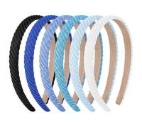Glamoreal 6Pk Blue Knit Headbands, Navy Uniform, Non-Slip 5.7x5in | 6pc navy blue knitted headbands, non-slip 5.7x5in, uniform-friendly, for daily wear and school outfits