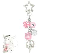 Glamoreal Y2K Dice Star Keychain Bag Charm, Silver, Aesthetic Gift | Y2K dice and star bag charm keychain, silver tone alloy and resin, fits bags, keys and backpacks too