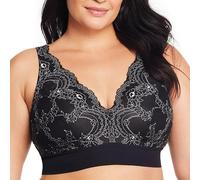 Glamorise Bramour Lexington Lace Plunge Bralette Wirefree Bra 7013 (Women's & Women's Plus) Black