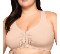 Glamorise Women's Complete Comfort Wirefree Cotton T-Back Bra #1908, Cafe, 34DD/E