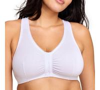 Glamorise Front-Closure Cotton T-Back Comfort Wirefree Bra 1908 (Women's & Women's Plus) White