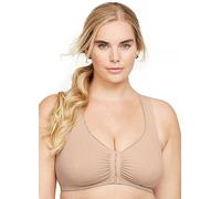 Glamorise Full Figure Plus Size Complete Comfort Wirefree Cotton T-Back Bra Cafe