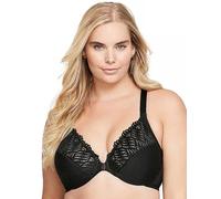 Glamorise Full Figure Plus Size Front Close Lace T-Back Wonderwire Bra Black