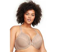 Glamorise Full Figure Plus Size Front Close Lace T-Back Wonderwire Bra Nude
