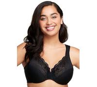 Glamorise Low Cut Wonderwire Lace Underwire Bra 1240 (Women's & Women's Plus) Black