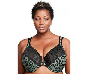 Glamorise Full Figure Plus Size Wonderwire Front Close Bra Leopard