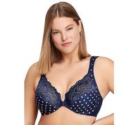 Glamorise Full Figure Plus Size Wonderwire Front Close Bra Navy Polka Dot