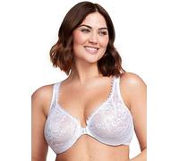Glamorise Full Figure Plus Size Wonderwire Front Close Stretch Lace Bra Natural