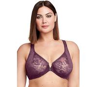 Glamorise Full Figure Wonderwire Front Close Stretch Lace Bra with narrow set Straps Purple
