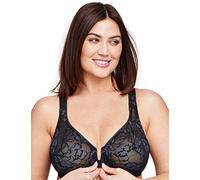 Glamorise Lacey T-Back Front-Closure Wonderwire Underwire Bra 9246 (Women's & Women's Plus) Black