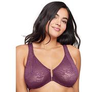 Glamorise Lacey T-Back Front-Closure Wonderwire Underwire Bra 9246 (Women's & Women's Plus) Black Plum