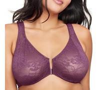 Glamorise Lacey T-Back Front-Closure Wonderwire Underwire Bra 9246 (Women's & Women's Plus) Black Plum