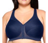 Glamorise Full Figure Plus Size MagicLift Front-Closure Posture Back Bra Wirefree #1265 Blue