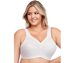 Glamorise Magiclift No Wire Cotton Support Bra, White, Size 48H, Women White