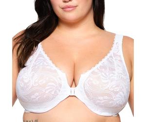 Glamorise Women's Full Figure Wonderwire Front Close Stretch Lace Bra #9245