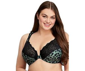 Glamorise Wonderwire Animal Lace Front Close Bra, Leopard, Size 48Dd, Women Leopard