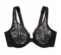 Glamorise Full Figure Plus Size Wonderwire Front-Closure Stretch Lace Bra Underwire #9245 Black