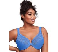 Glamorise Wonderwire Lace Front Close Bra - Blue, Blue, Size 44G, Women Blue