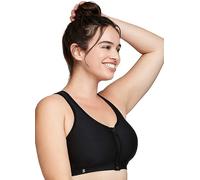 Glamorise Zip Up Front-Closure Sports Bra Black