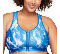 Glamorise Full Figure Plus Size Zip Up Front-Closure Sports Bra Wirefree #9266