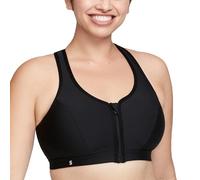 Glamorise Zip Up Front-Closure Sports Wirefree Bra 9266 (Women's & Women's Plus) Black