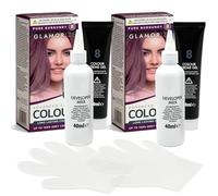 Glamorize 2pk 4 Step Advanced Creme Colour Pure Burgundy No. 8 - Long Lasting with Up to 100% Grey Coverage, No Bleach Permanent Hair Dye, Dark Professional Shade for Women