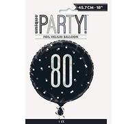 Glamorous 80th Glitz Black & Silver Round Foil Balloon (45cm) - Perfect for Milestone Birthday & Elegant Events - 1 Pc